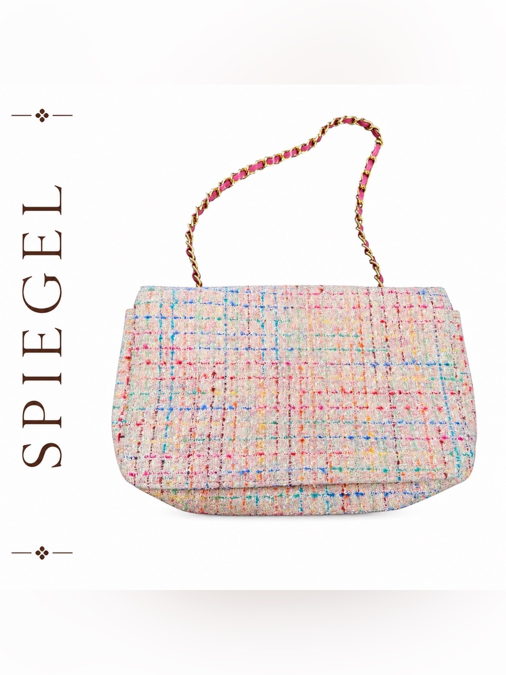 Spiegel Pastel Tweed Clutch Purse Chain Strap Evening Bag Multicolor
